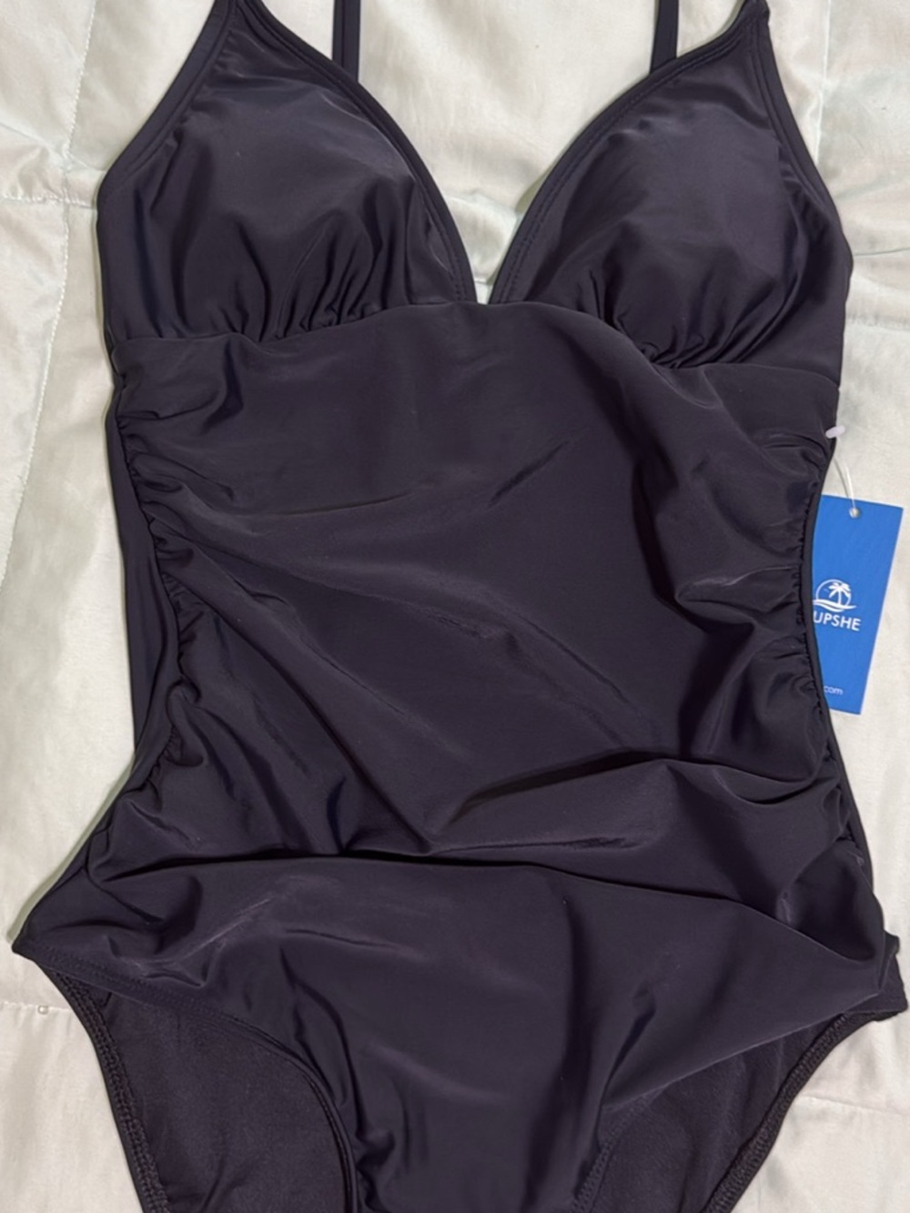 Women’s Cupshe Black One-Piece Ruched Swimsuit, size small, NWT
